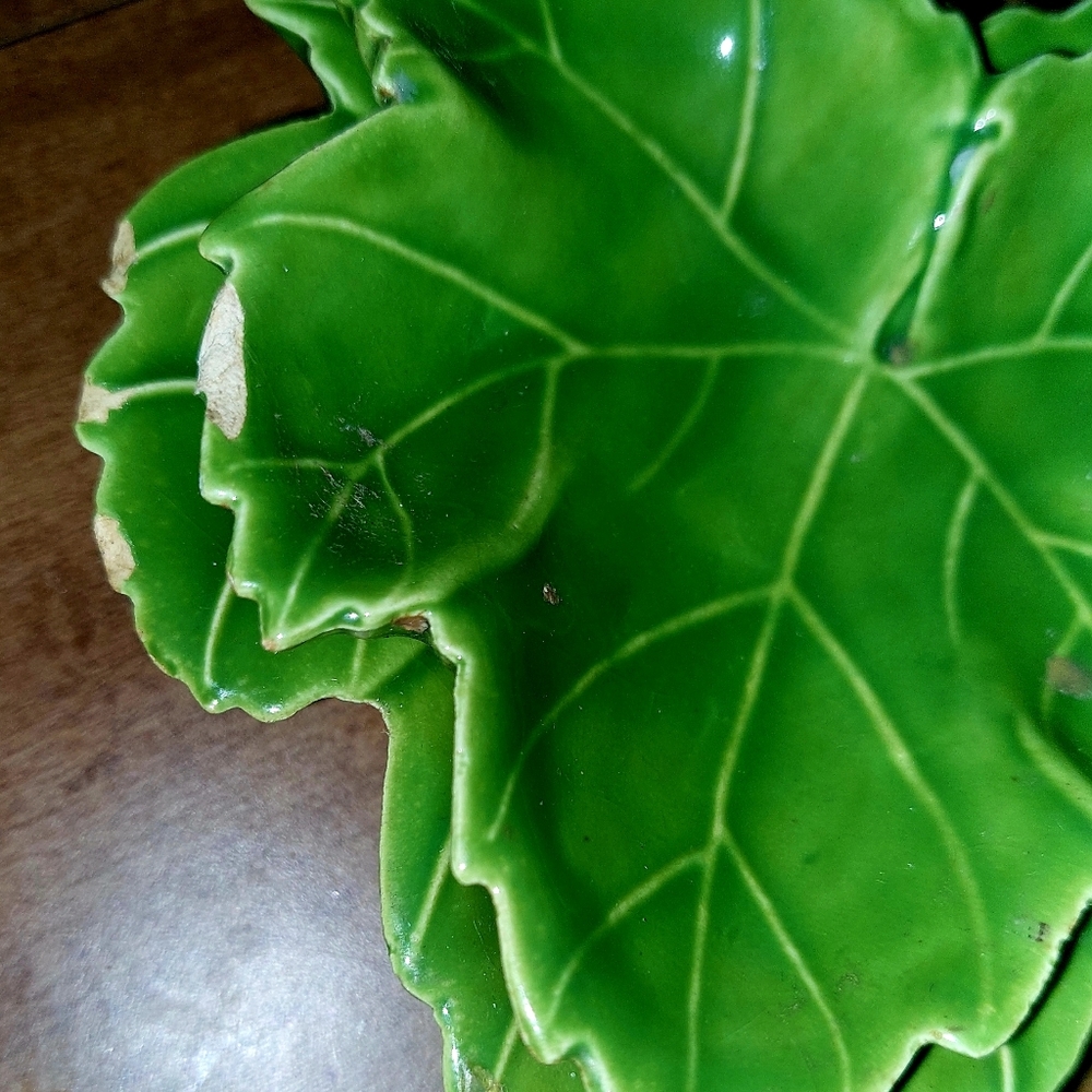 Vintage green leaf pottery dishes